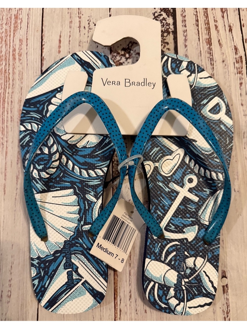 NWT Very Bradley Shore Enough Flip Flops 7/8
